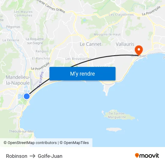 Robinson to Golfe-Juan map