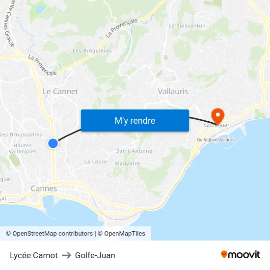 Lycée Carnot to Golfe-Juan map