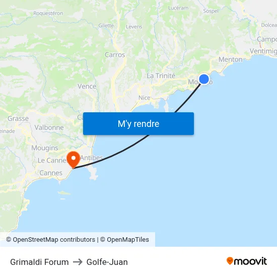 Grimaldi Forum to Golfe-Juan map