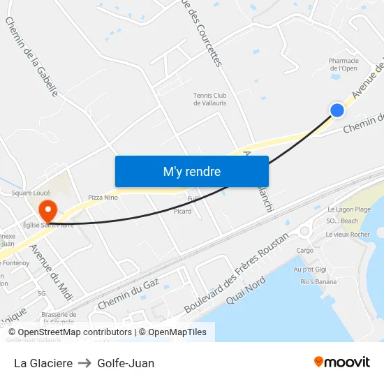La Glacière to Golfe-Juan map