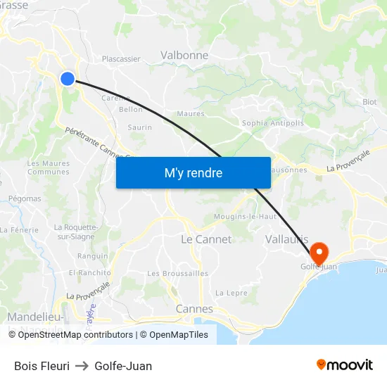 Bois Fleuri to Golfe-Juan map