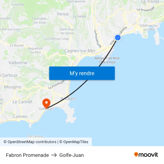 Fabron Promenade to Golfe-Juan map