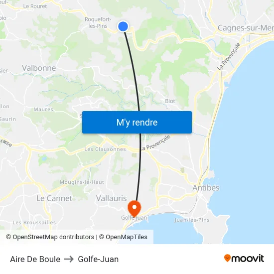 Aire De Boule to Golfe-Juan map