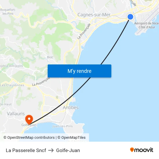 La Passerelle Sncf to Golfe-Juan map