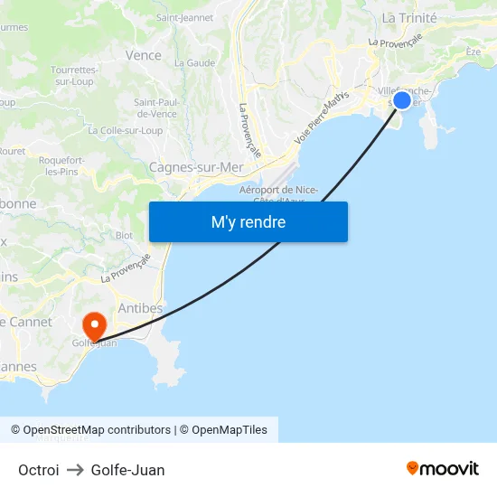 Octroi to Golfe-Juan map