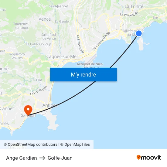 Ange Gardien to Golfe-Juan map
