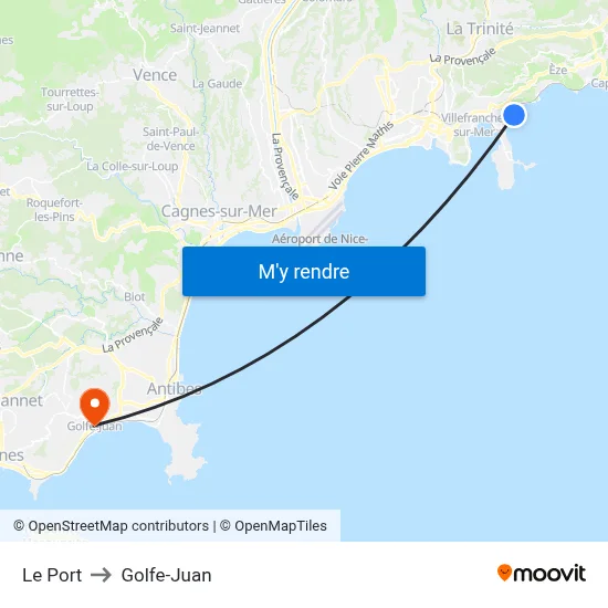 Le Port to Golfe-Juan map