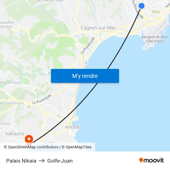 Palais Nikaia to Golfe-Juan map