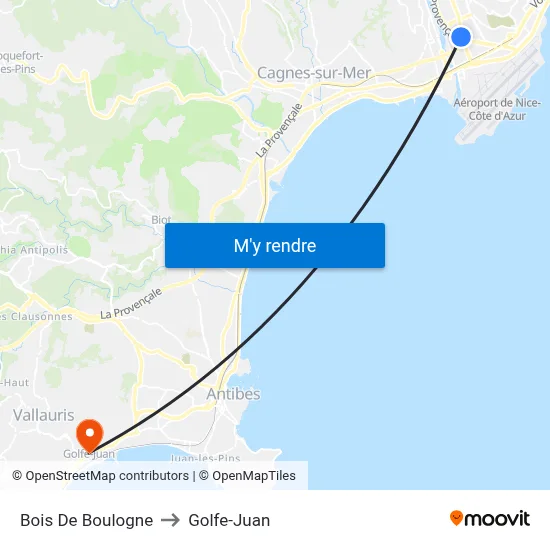 Bois De Boulogne to Golfe-Juan map