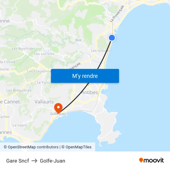 Gare Sncf to Golfe-Juan map