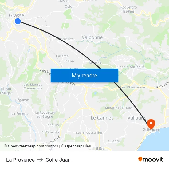 La Provence to Golfe-Juan map