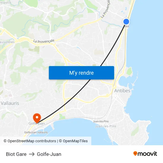 Biot Gare to Golfe-Juan map