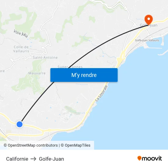 Californie to Golfe-Juan map