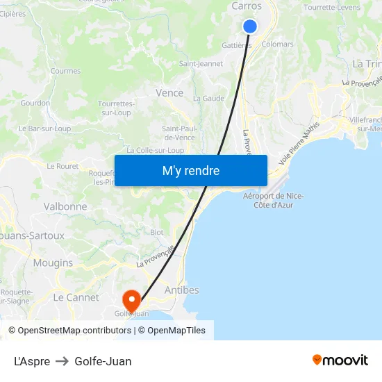 L'Aspre to Golfe-Juan map
