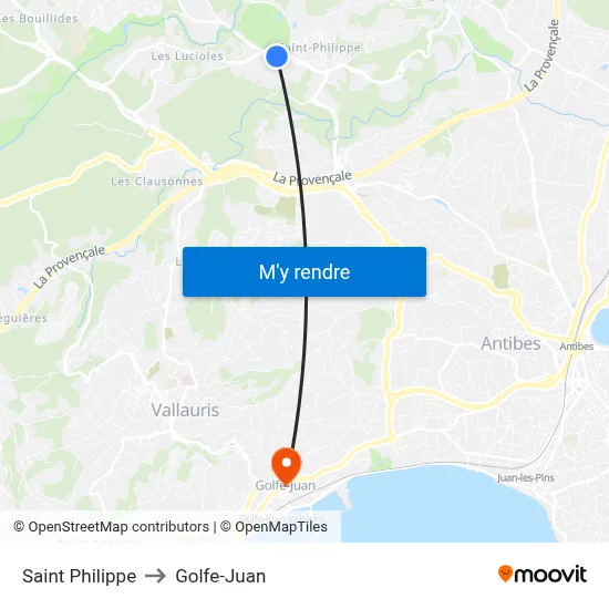 Saint Philippe to Golfe-Juan map