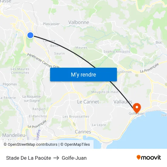 Stade De La Paoûte to Golfe-Juan map