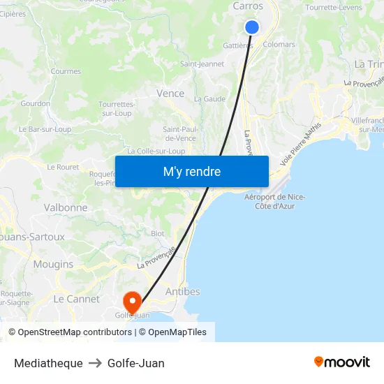 Mediatheque to Golfe-Juan map
