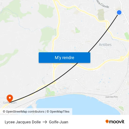 Lycee Jacques Dolle to Golfe-Juan map