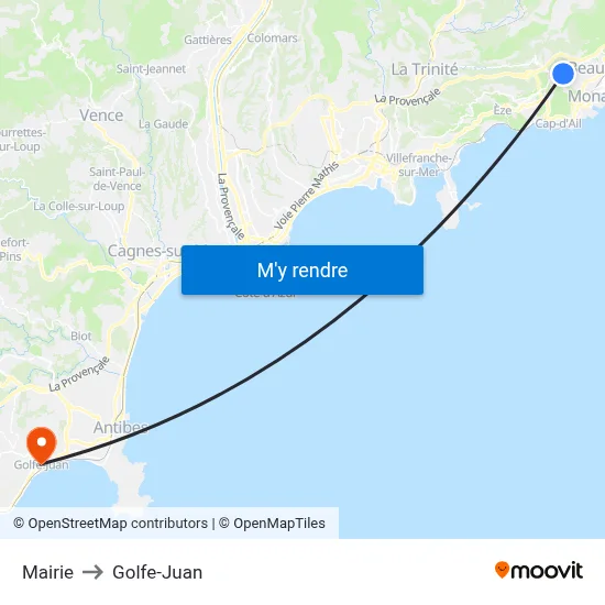 Mairie to Golfe-Juan map