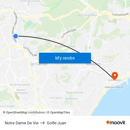 Notre-Dame De Vie to Golfe-Juan map