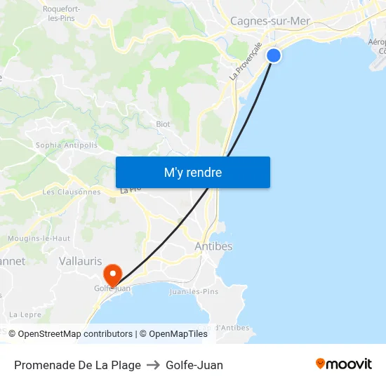 Promenade De La Plage to Golfe-Juan map