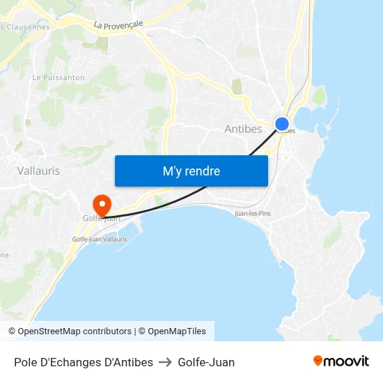 Pole D'Echanges D'Antibes to Golfe-Juan map