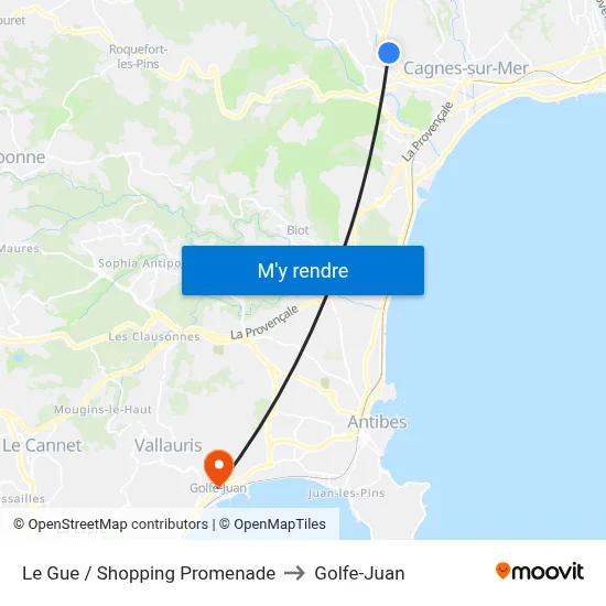 Le Gue / Shopping Promenade to Golfe-Juan map