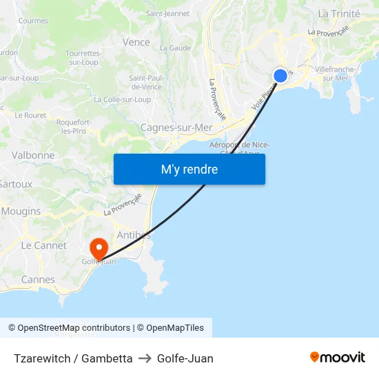 Tzarewitch / Gambetta to Golfe-Juan map