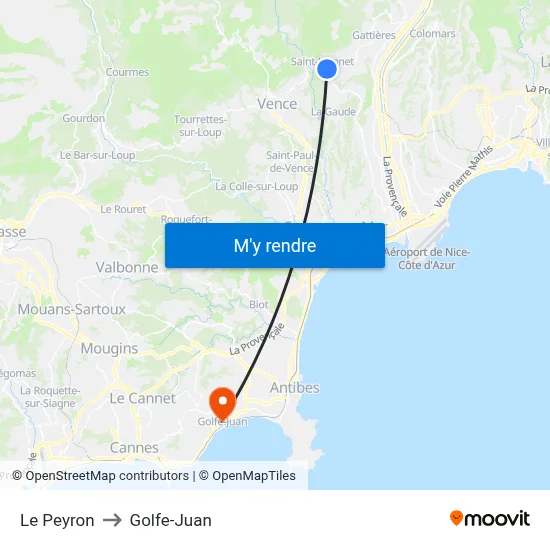 Le Peyron to Golfe-Juan map