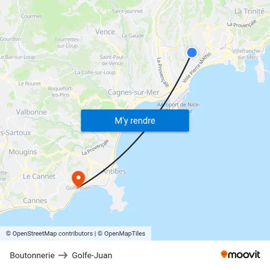 Boutonnerie to Golfe-Juan map