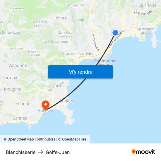 Blanchisserie to Golfe-Juan map