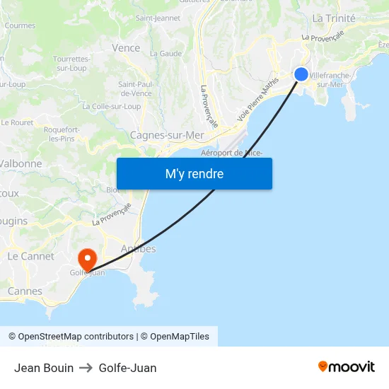 Jean Bouin to Golfe-Juan map