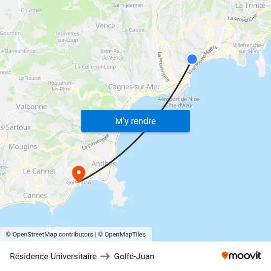 Résidence Universitaire to Golfe-Juan map