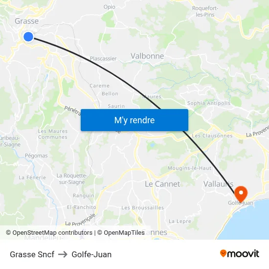 Grasse Sncf to Golfe-Juan map