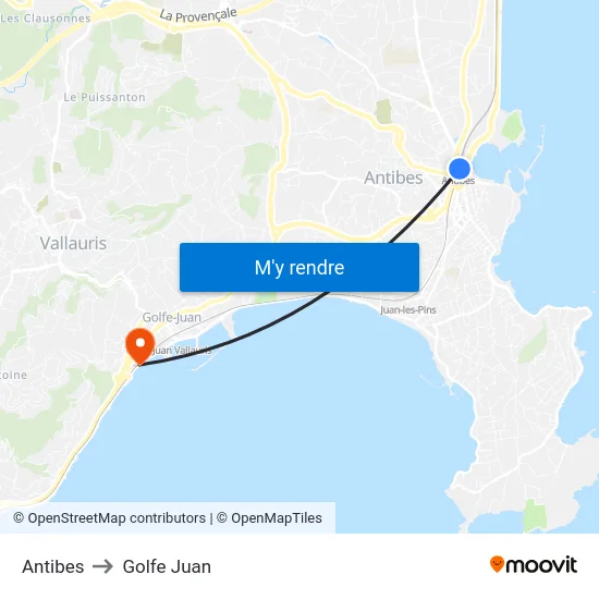 Antibes to Golfe Juan map