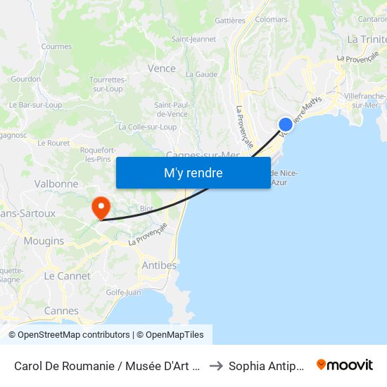 Carol De Roumanie / Musée D'Art Naïf to Sophia Antipolis map