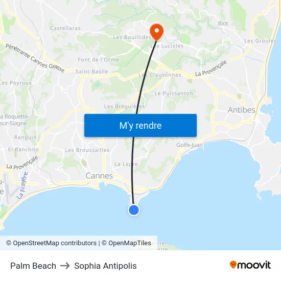Palm Beach to Sophia Antipolis map