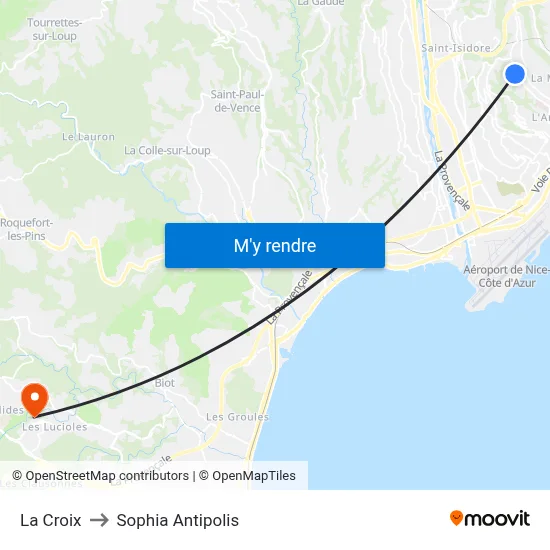 La Croix to Sophia Antipolis map