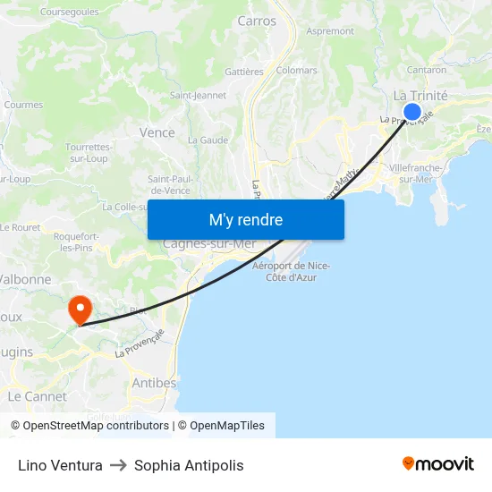 Lino Ventura to Sophia Antipolis map