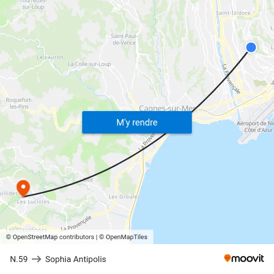N.59 to Sophia Antipolis map