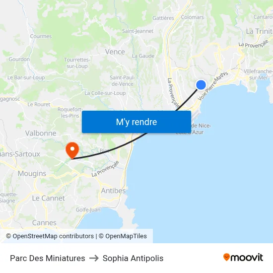 Parc Des Miniatures to Sophia Antipolis map