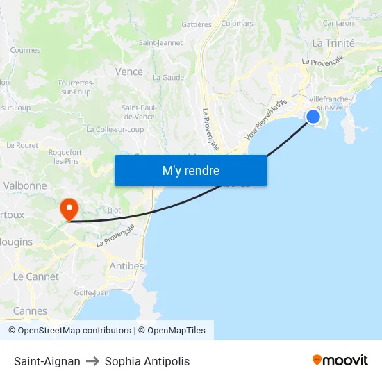 Saint-Aignan to Sophia Antipolis map