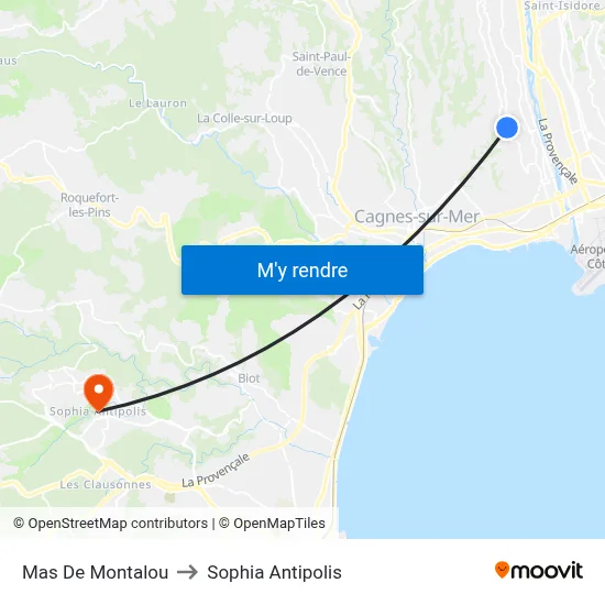 Mas De Montalou to Sophia Antipolis map