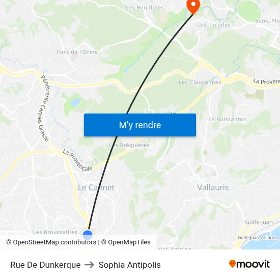 Rue De Dunkerque to Sophia Antipolis map