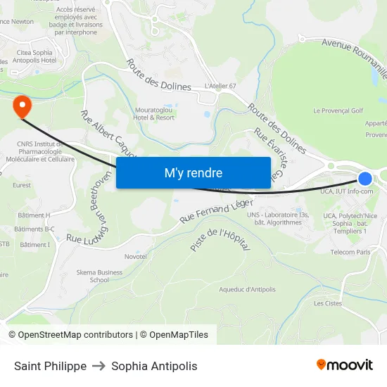 Saint Philippe to Sophia Antipolis map