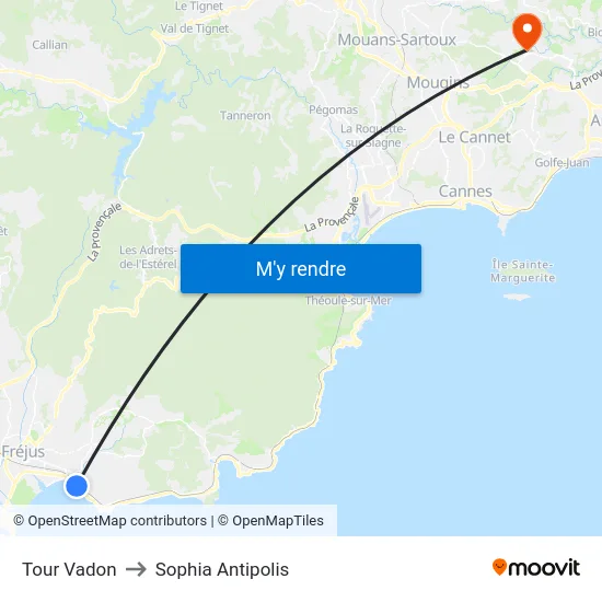 Tour Vadon to Sophia Antipolis map