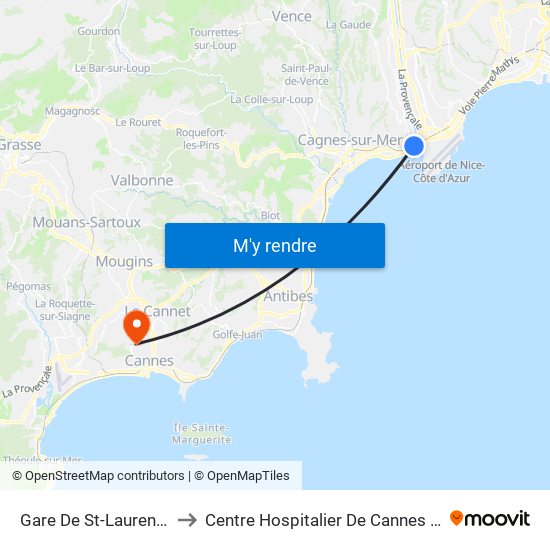 Gare De St-Laurent-Du-Var to Centre Hospitalier De Cannes Simone Veil map
