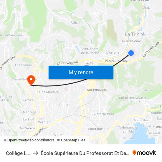 Collège La Bourgade to École Supérieure Du Professorat Et De L'Éducation (Espe) - Stephen Liégeard map