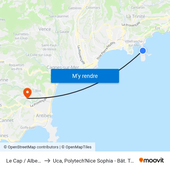 Le Cap / Albert 1er to Uca, Polytech'Nice Sophia - Bât. Templiers 2 map