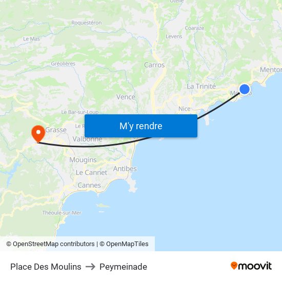 Place Des Moulins to Peymeinade map